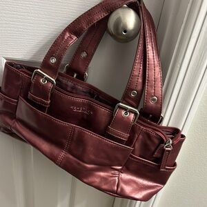 Reaction Kenneth Cole Red Metallic Leather Handbag